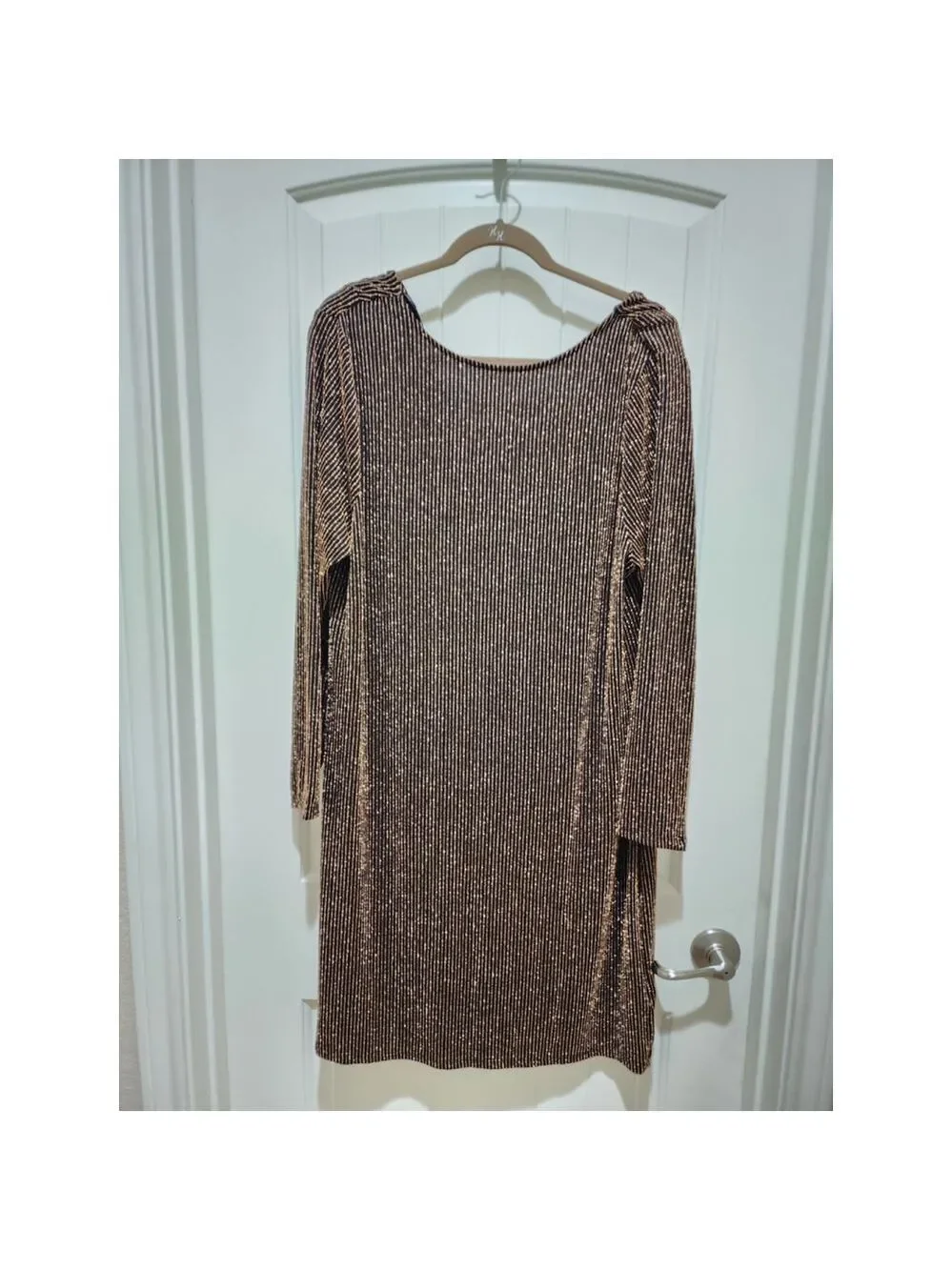 Michael Kors Cowl Back Black Gold Long Sleeve Cocktail Mini Dress 0 X - 10 / 12
